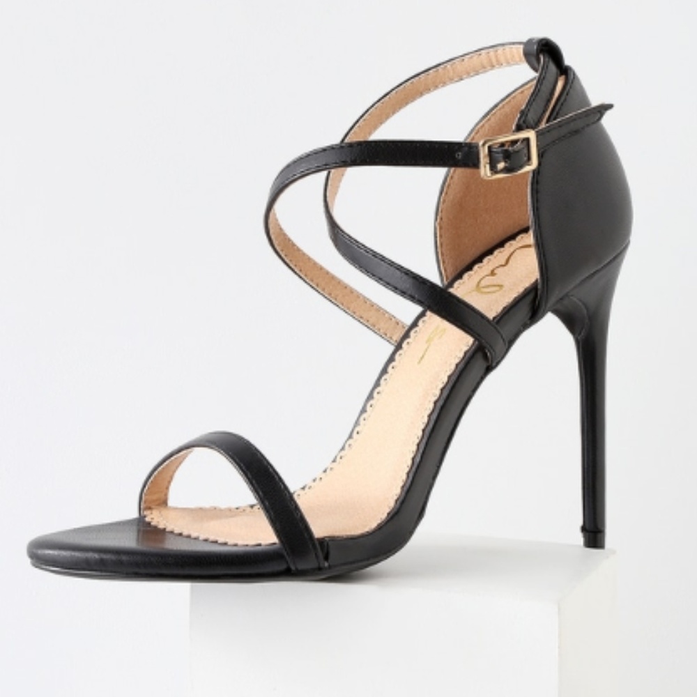 NWT Lulu's Trysten Sexy Black Ankle Strap Heels - Picture 2 of 8